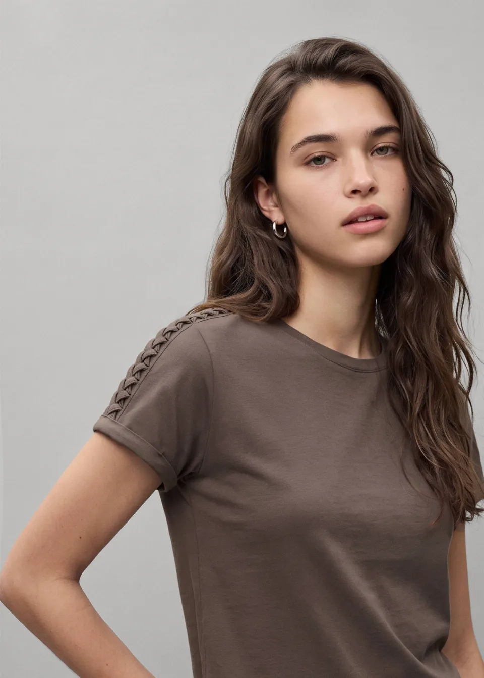 Mango T-shirt bruin, foto 4