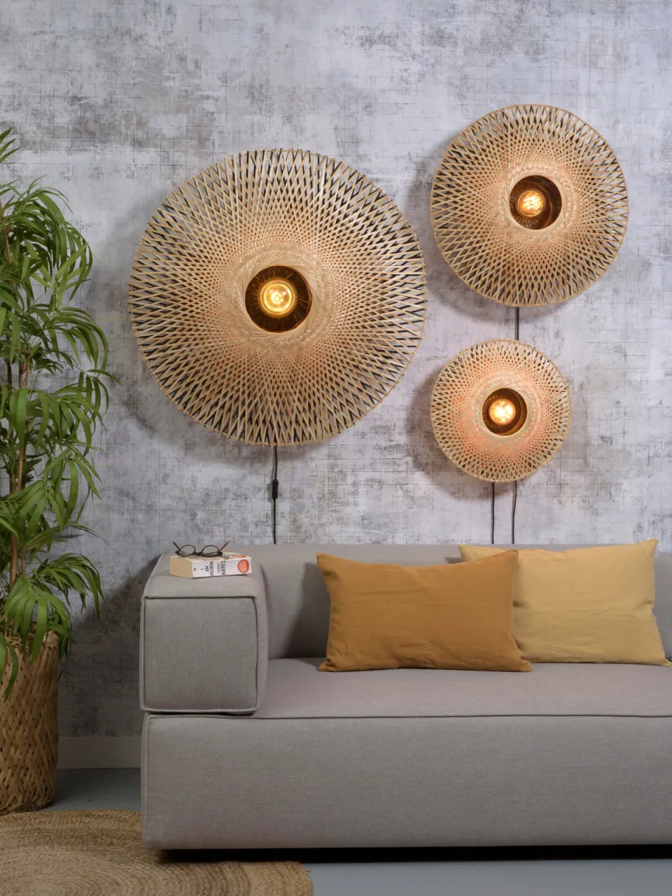 Good&Mojo wandlamp Kalimantan bamboe naturel zwart Ø44 cm, foto 7