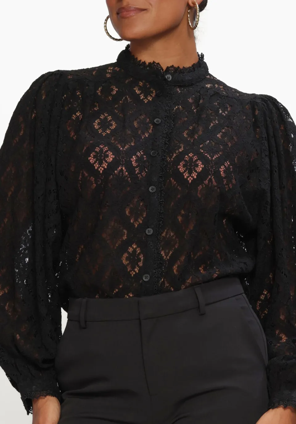 Grace & Mila blouse met kant zwart, foto 4