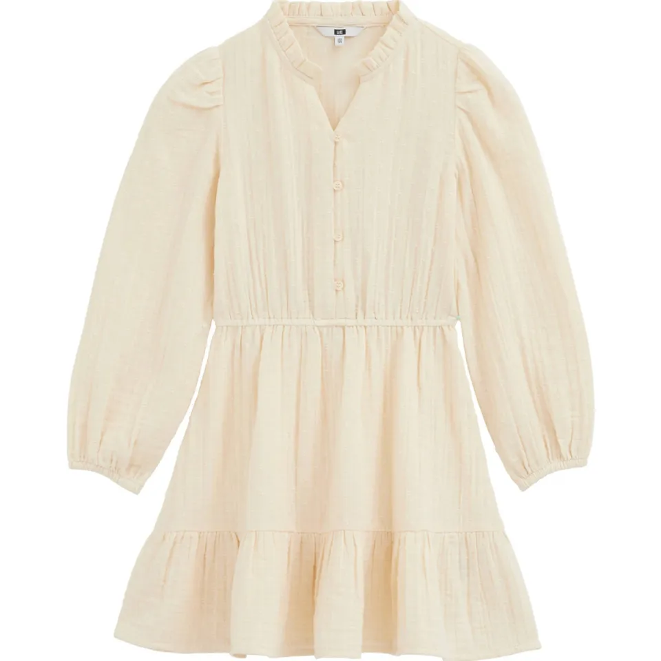 WE Fashion midi jurk met plooien beige, foto 2