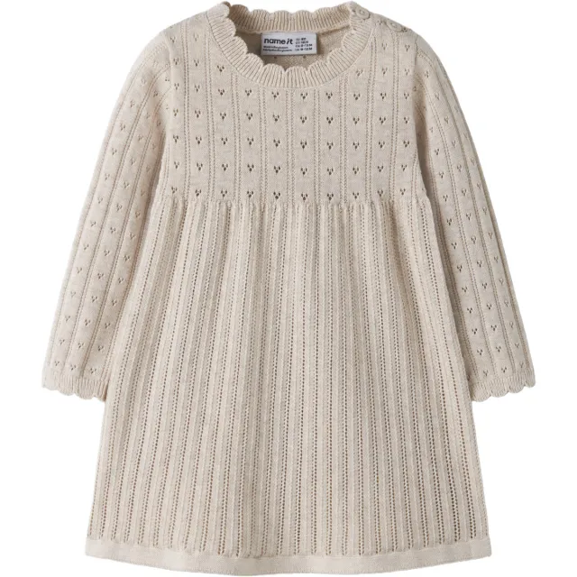 NAME IT gebreide A-lijn babyjurk beige