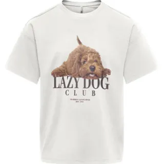 Only rechtvallend gebreid T-shirt met print wit