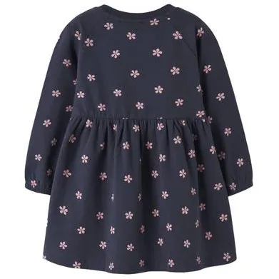 NAME IT MINI gebloemde sweatjurk donkerblauw, foto 2