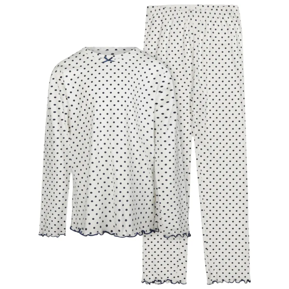 Little Label pyjama met stippen ronde hals wit/donkerblauw, foto 2