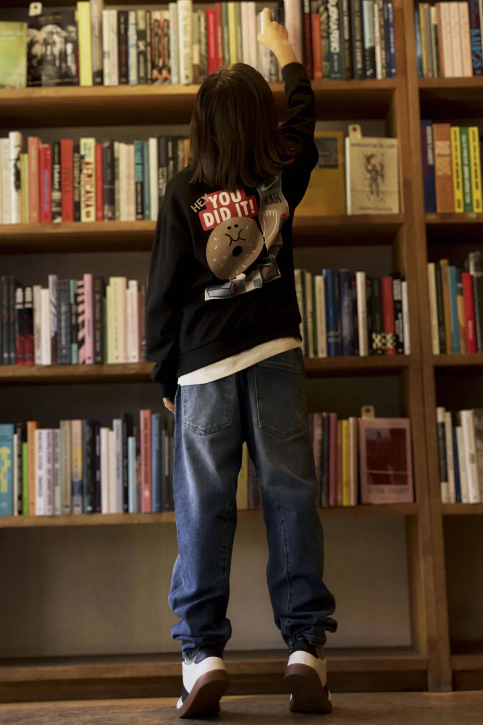 NAME IT KIDS sweater met backprint - zwart