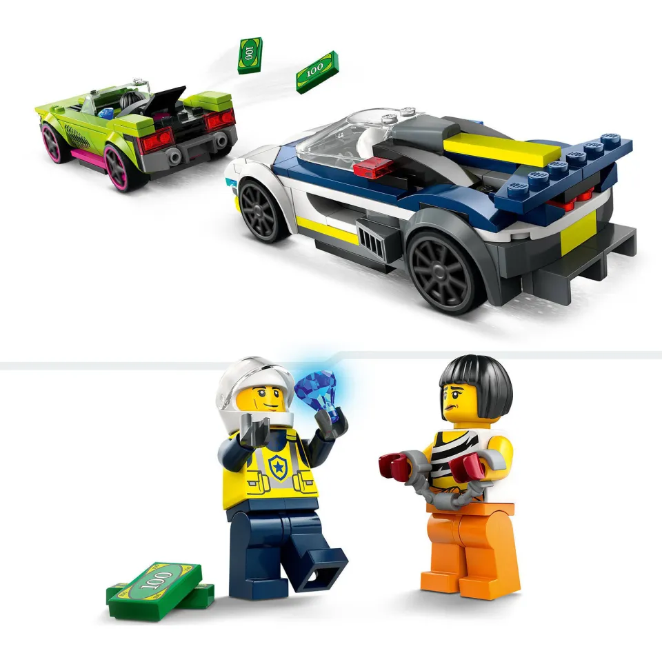 Lego City Politiewagen en snelle autoachtervolging Politie Auto Speelgoed Set 60415, foto 6