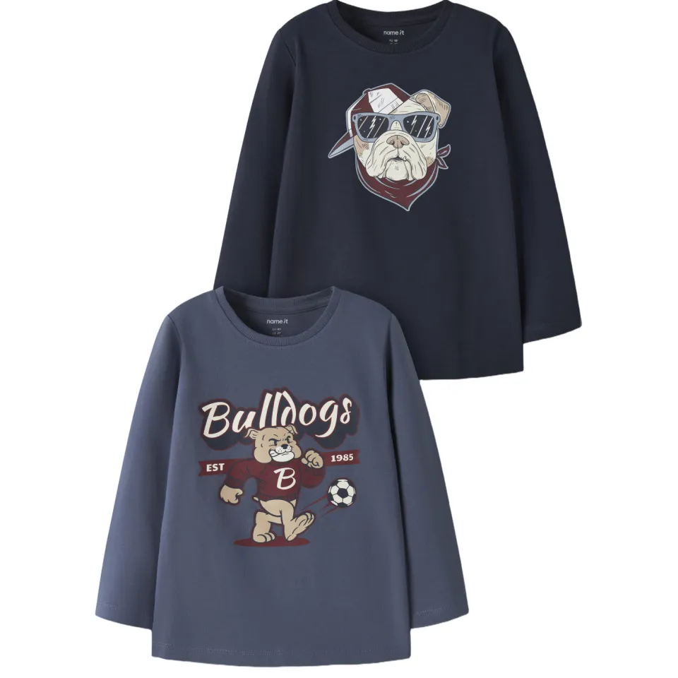 NAME IT MINI longsleeve set van 2 donkerblauw blauw/donkerblauw, foto 2