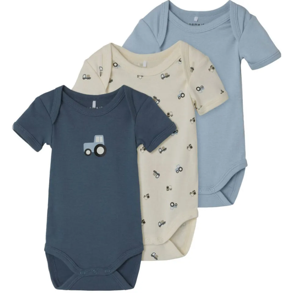 NAME IT BABY romper NBMBODY - blauw/ecru (set van 3), foto 2