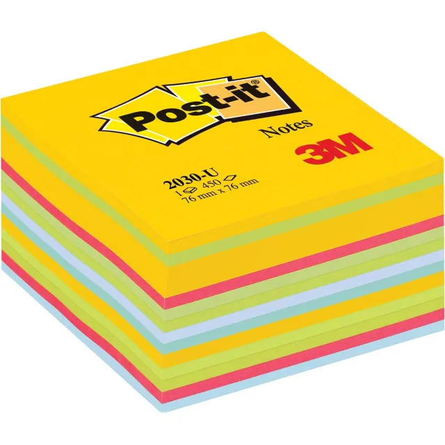 Post-It Memoblok post-it 2030 76x76mm kubus ultra assorti blauw