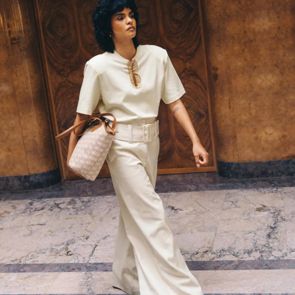 JOSH V wide leg broek met ceintuur - ecru, foto 6