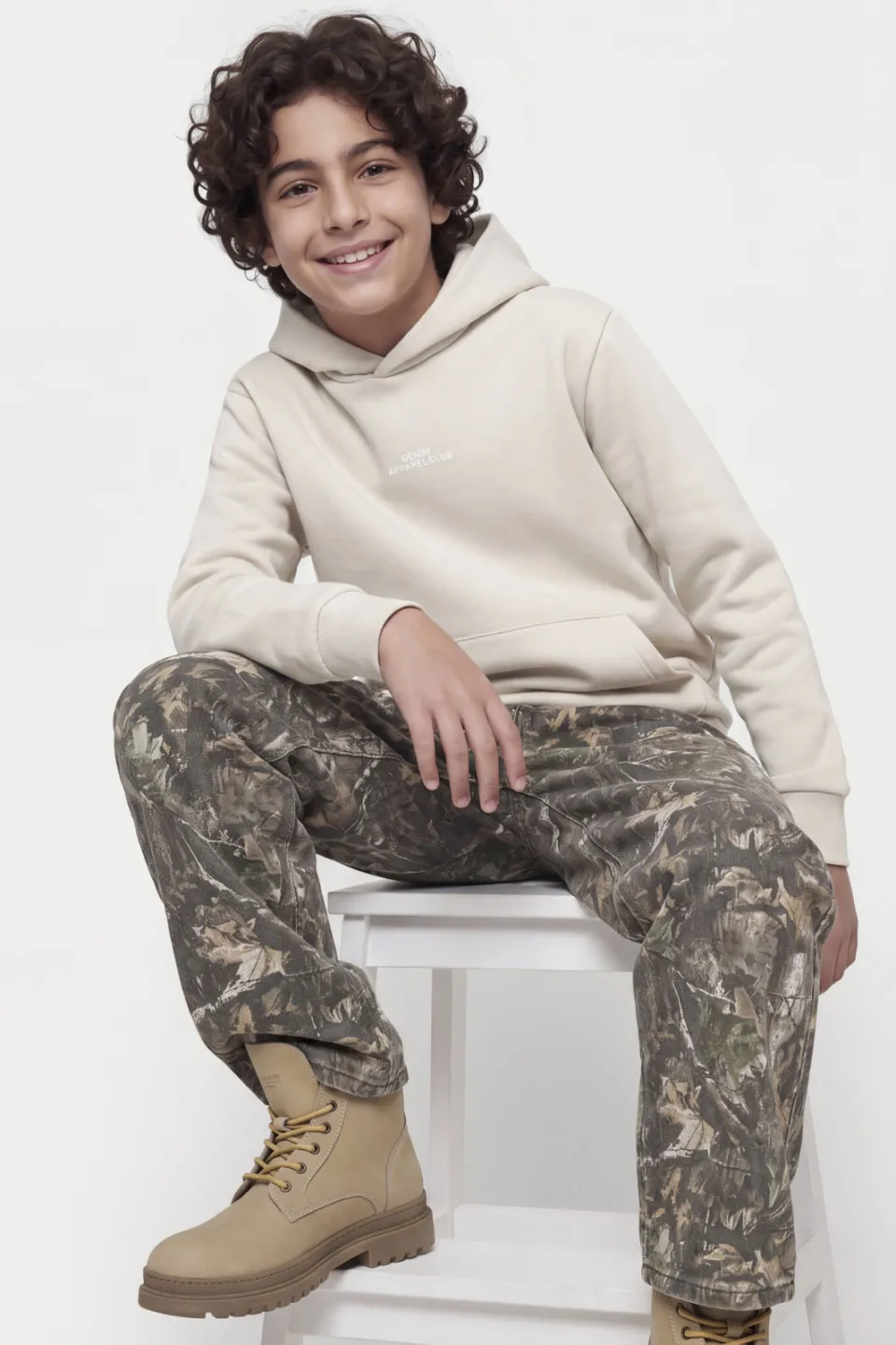 Jack & Jones JUNIOR hoodie met backprint - beige, foto 7