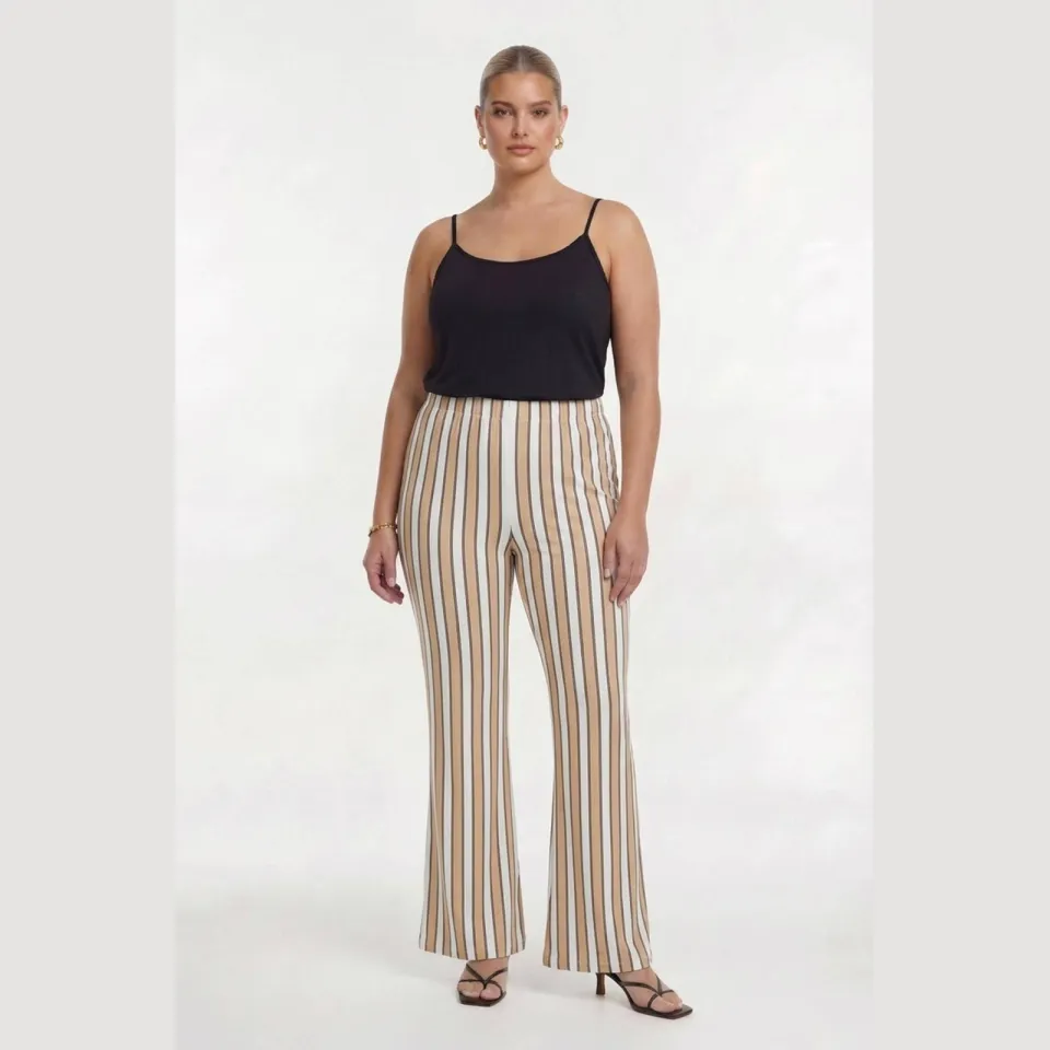 Yoek Decostripe pantalon lichtbruin, foto 4