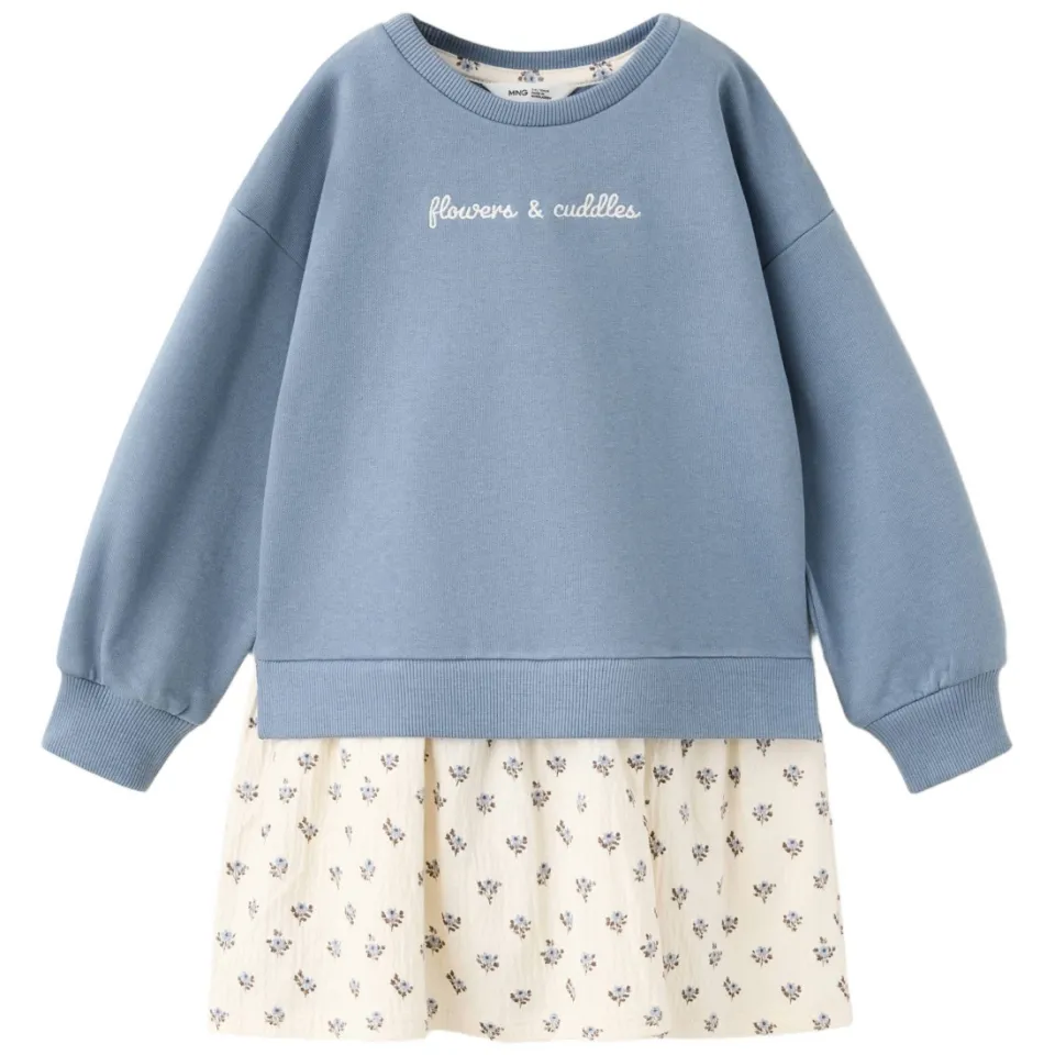 Mango Kids sweatshirt met tekst blauw, foto 2