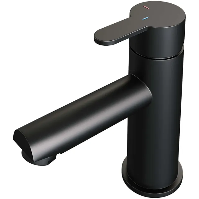 Brauer Wastafelmengkraan Brauer Black Edition Coldstart Opbouw Laag Korte Platte Hendel Mat Zwart
