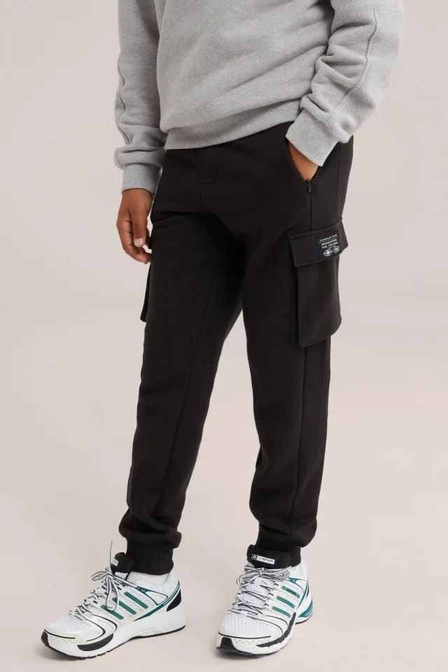 WE Fashion tapered cargobroek zwart, foto 3