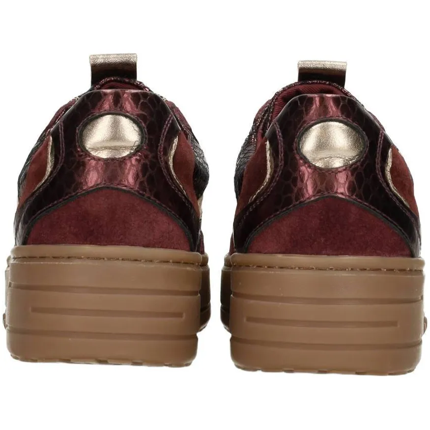 Haboob Aurelie leren sneakers met plateauzool - bordeaux, foto 4