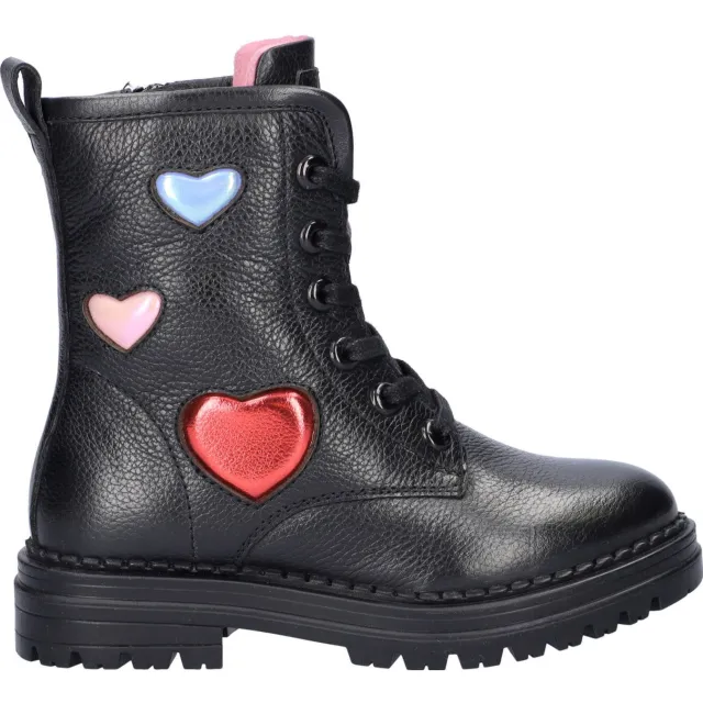 Nelson Kids leren veterboots zwart