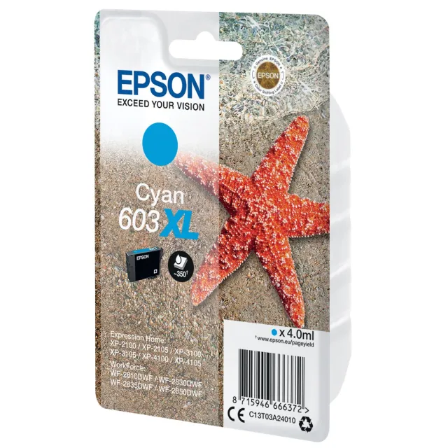 Epson 603XL, Cyaan (Zeester) Cyan