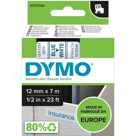 Dymo 45014 (S0720540) Tape Blauw op wit (12 mm), foto 3