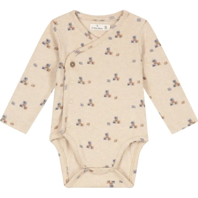A Tiny Story katoenen romper met print - beige