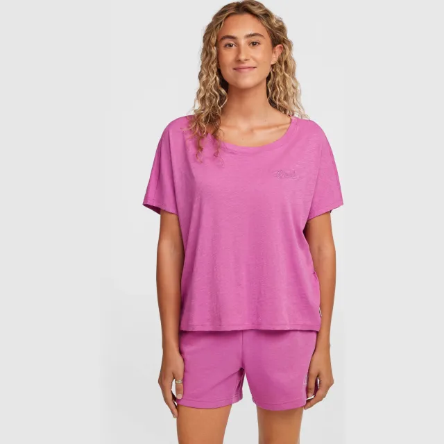 O'Neill Essentials Script Scoop Neck top fuchsia