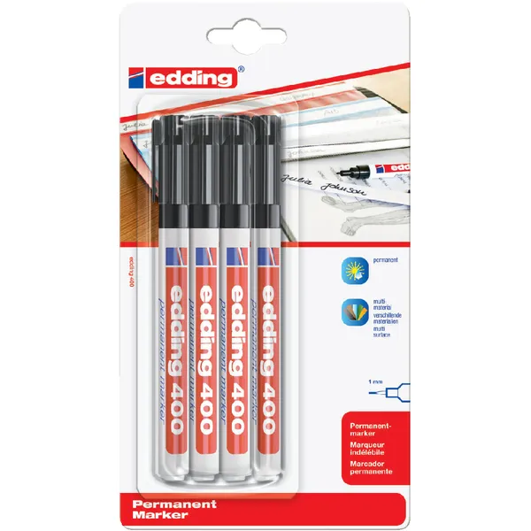 Edding Viltstift edding 400 rond 1mm zwart blister Stuks