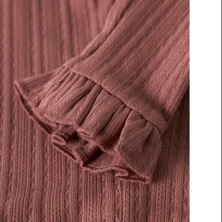 Lil' Atelier gebreide legging met ruches oudroze, foto 3