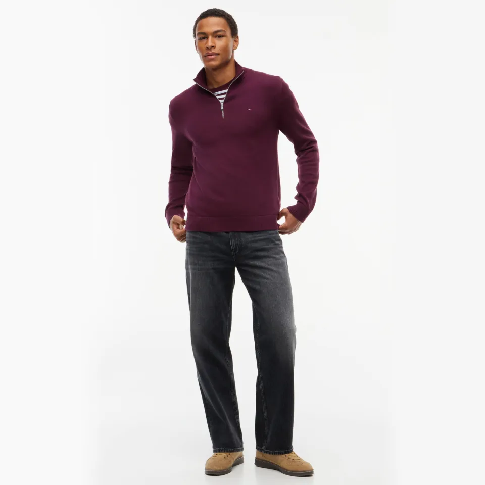 Tommy Jeans katoenen regular fit gebreide trui - calypso berry