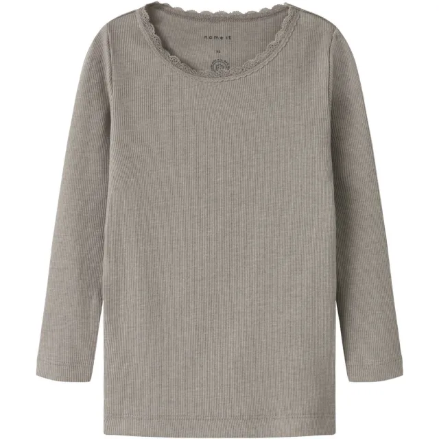 NAME IT MINI ribgebreide longsleeve grijs