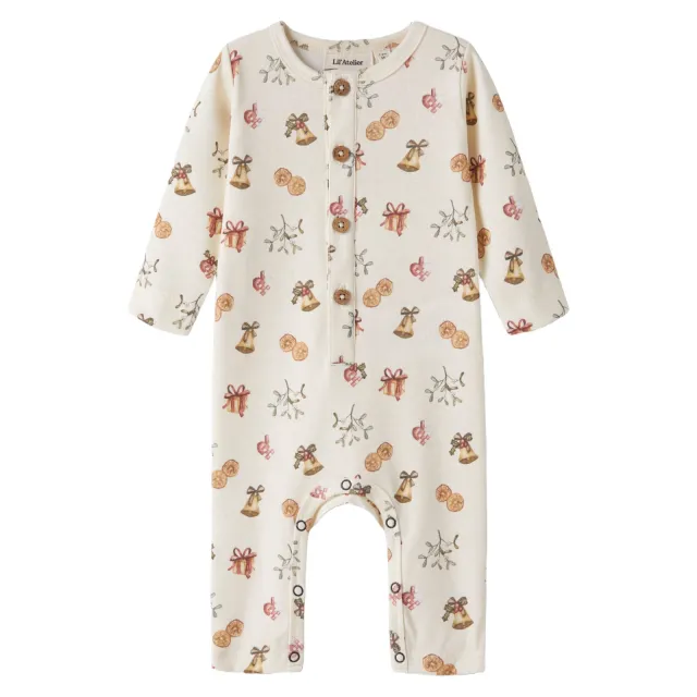 Lil' Atelier BABY pyjama met print - ecru/bruin