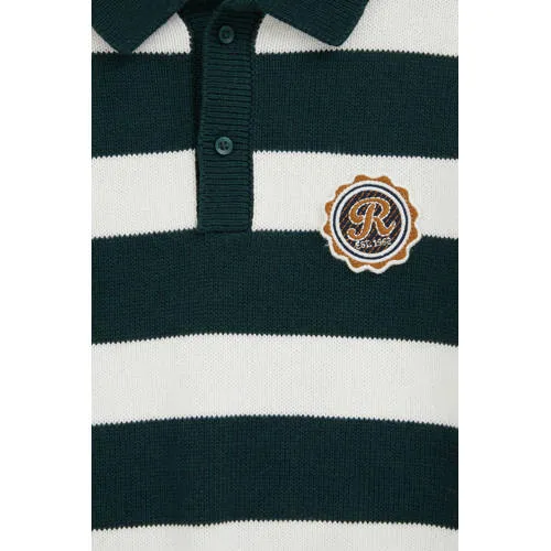 WE Fashion gebreide gestreepte trui met patches - groen/wit, foto 4