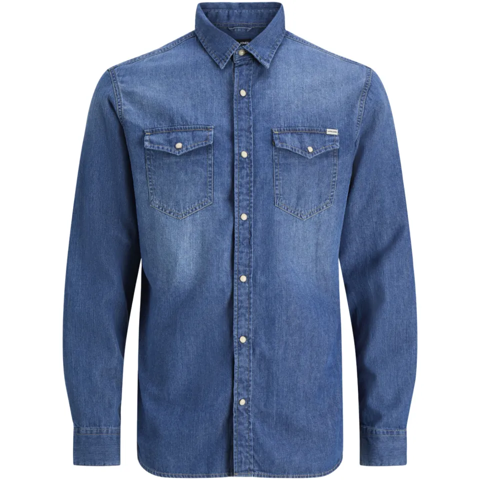 Jack & Jones ESSENTIALS regular casual overhemd medium blue denim, foto 2