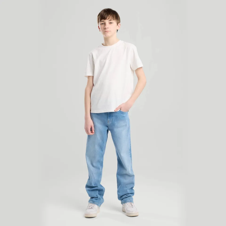 America Today waist straight leg jeans light blue denim