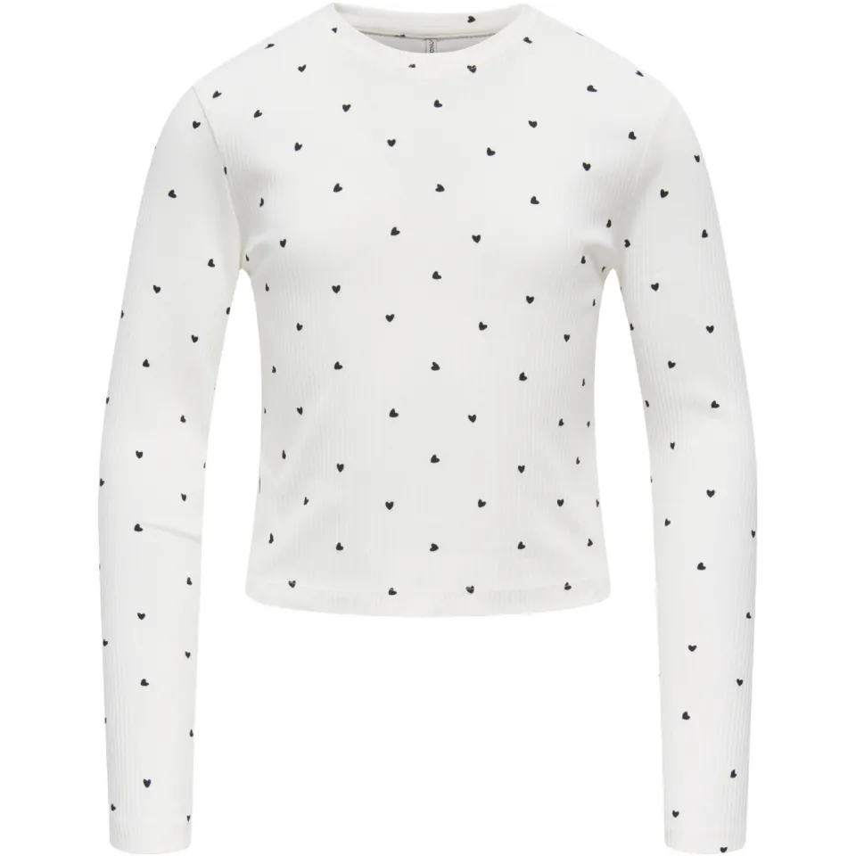 Only longsleeve met hartjesprint wit, foto 2