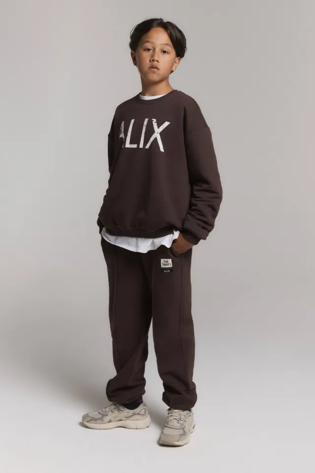 Alix The Label Mini loose fit casual broek donkerbruin