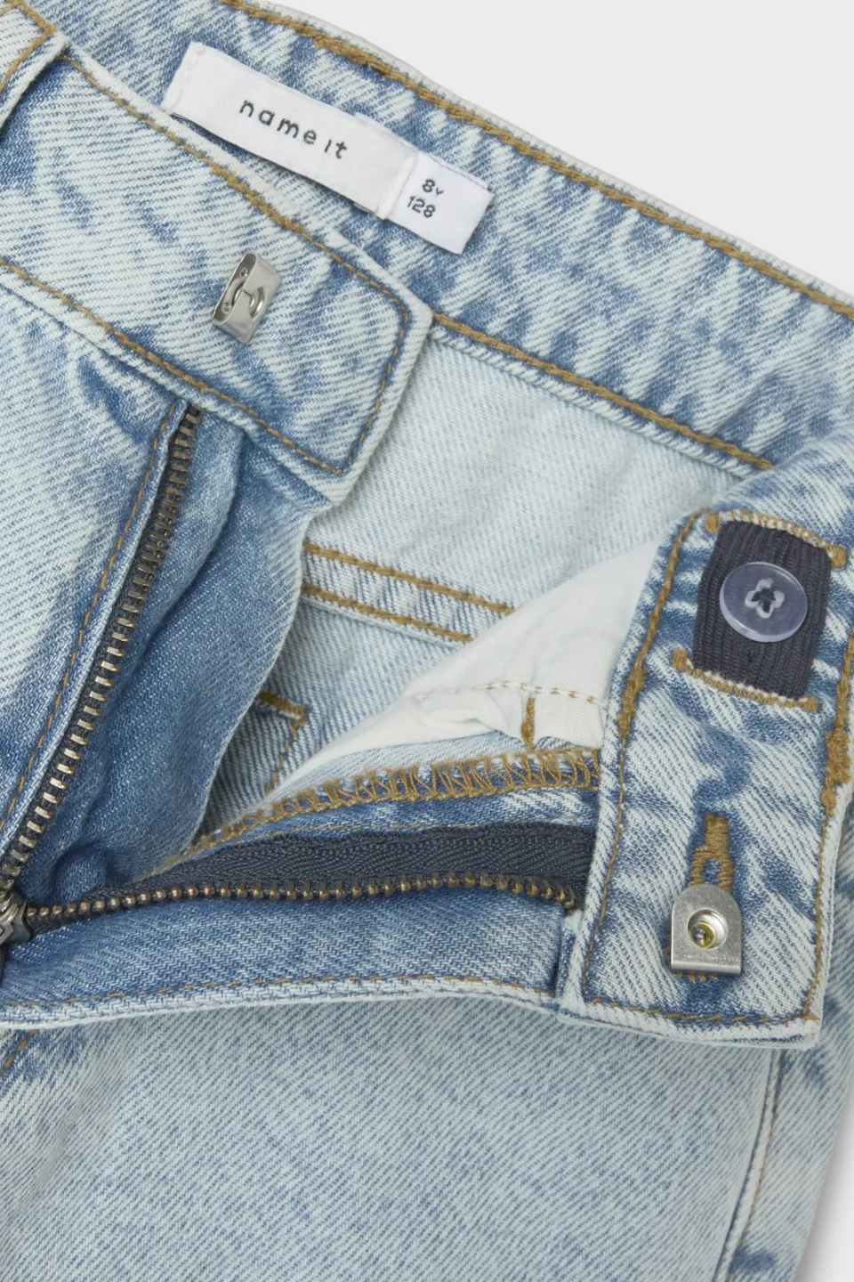 NAME IT denim wide leg jeansshort lichtblauw, foto 5