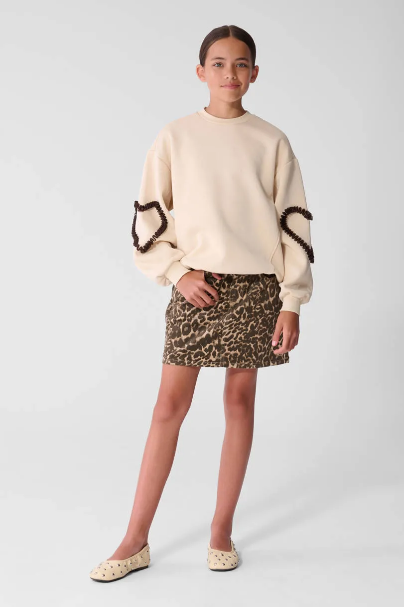 Shoeby korte spijkerrok met panterprint bruin Bruin/beige