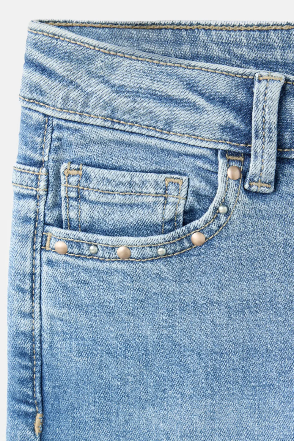 Mango Kids slim fit jeans met studs - lichtblauw, foto 3