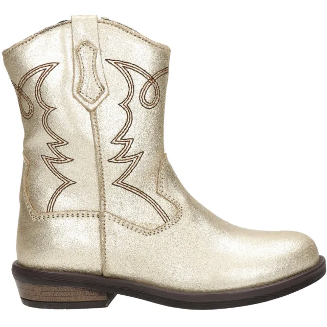 Nelson Kids leren cowboylaarzen goud metallic