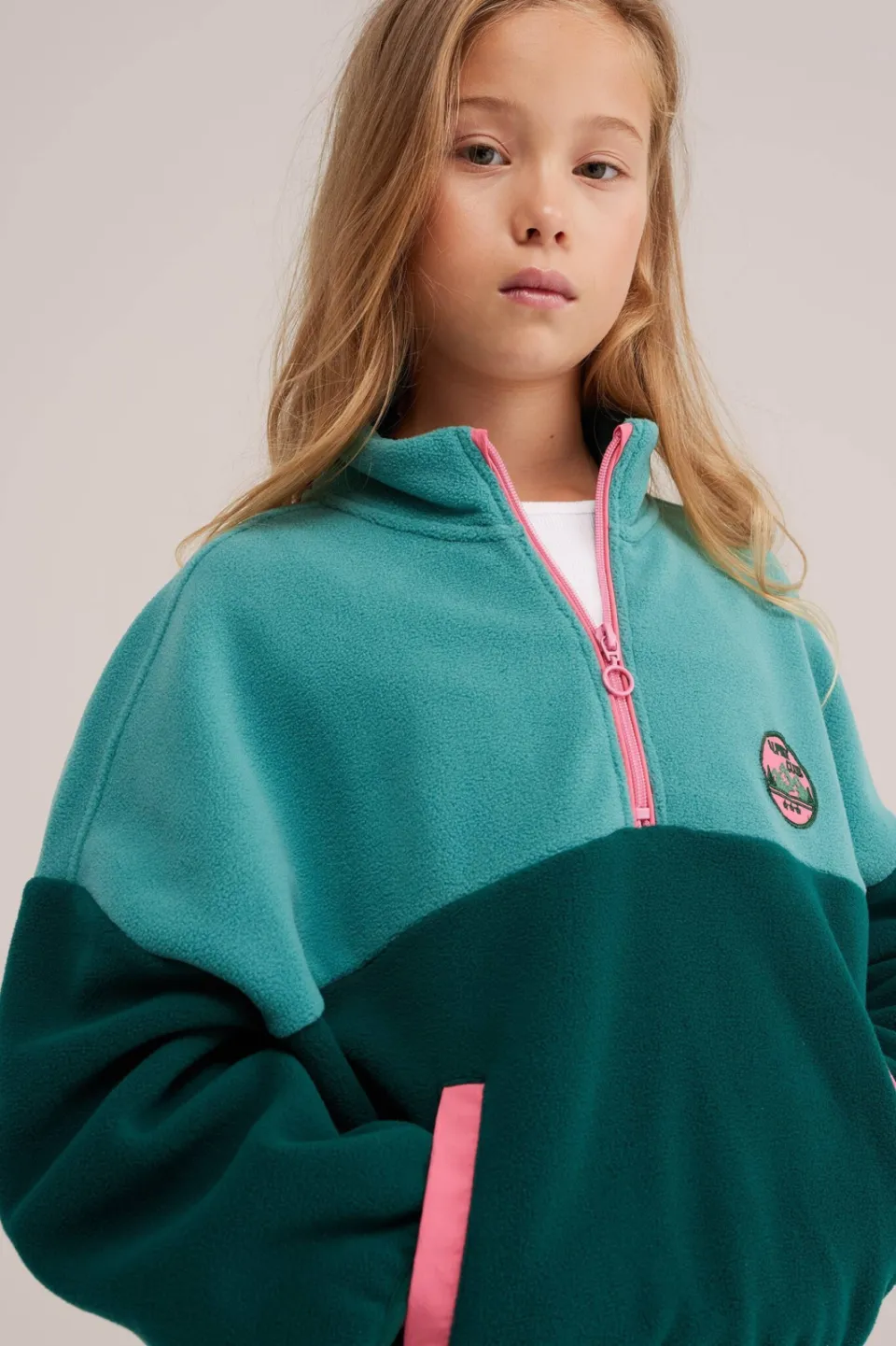 WE Fashion fleecetrui - groen/roze, foto 7