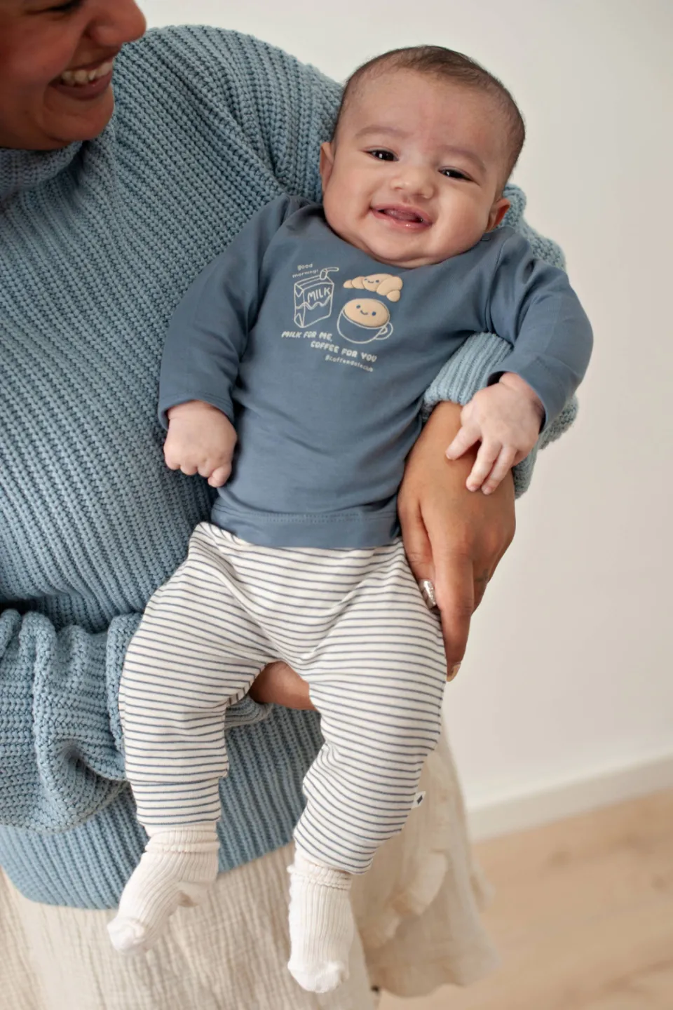Feetje Breakfast Buddy babybroek blauw ecru Blauw/ecru