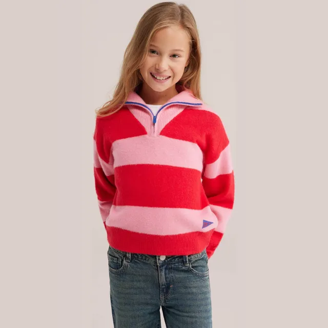 WE Fashion gebreide gestreepte sweater - rood Wild Orchid
