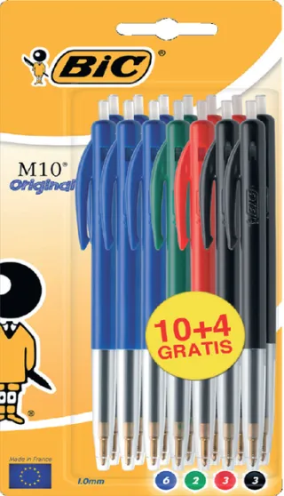 Bic Balpen bic m10 medium assorti blister Gratis