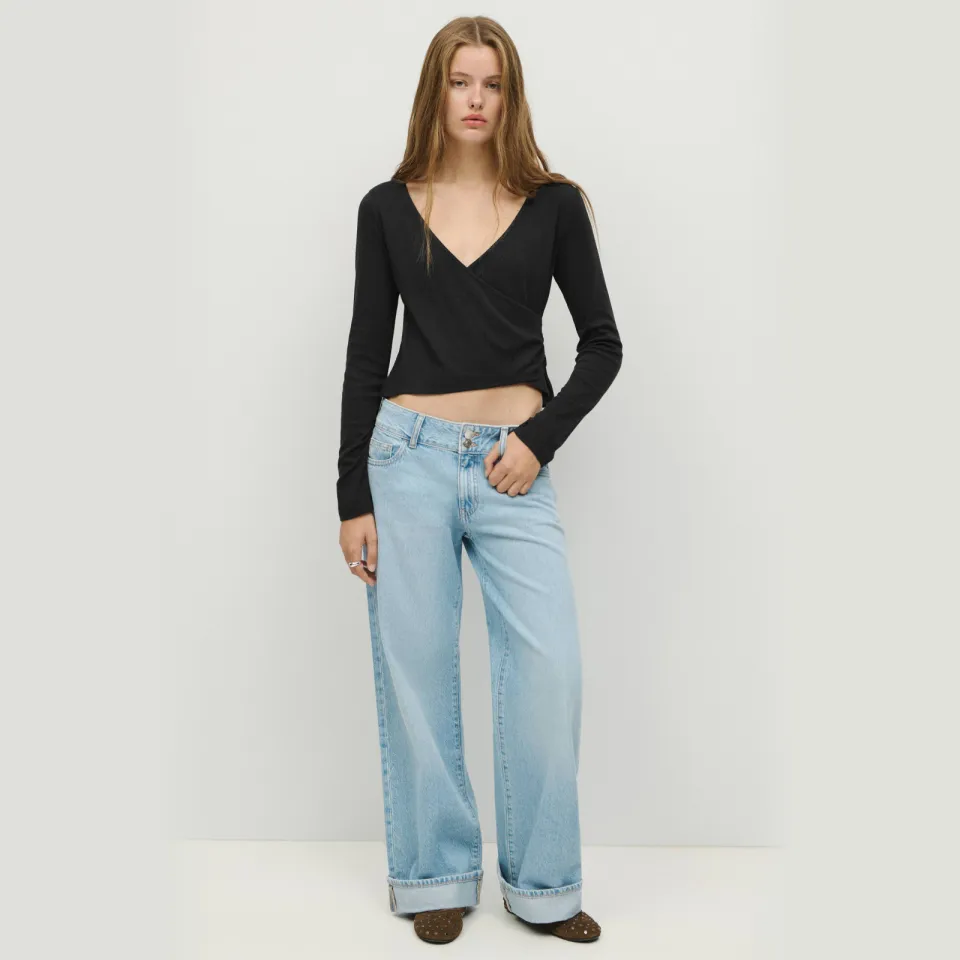 Mango overslagtop zwart