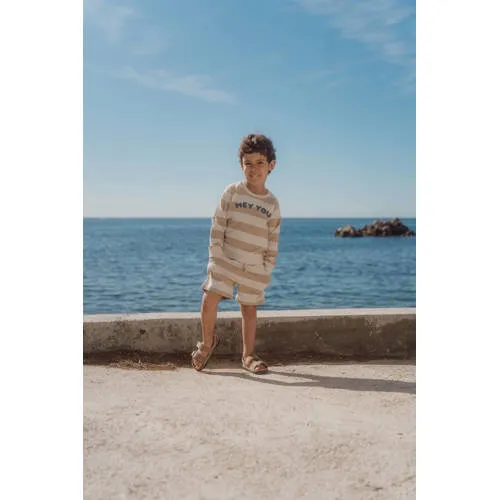 Little Dutch gestreepte sweatshort zand, foto 4