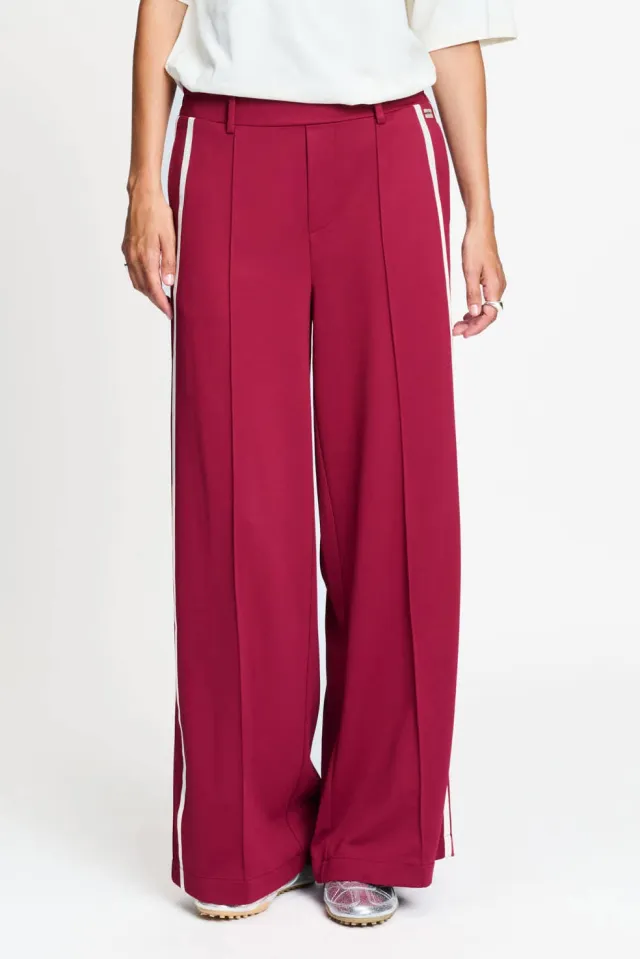 POM Amsterdam high waist wide leg gestreepte broek - rood, foto 4