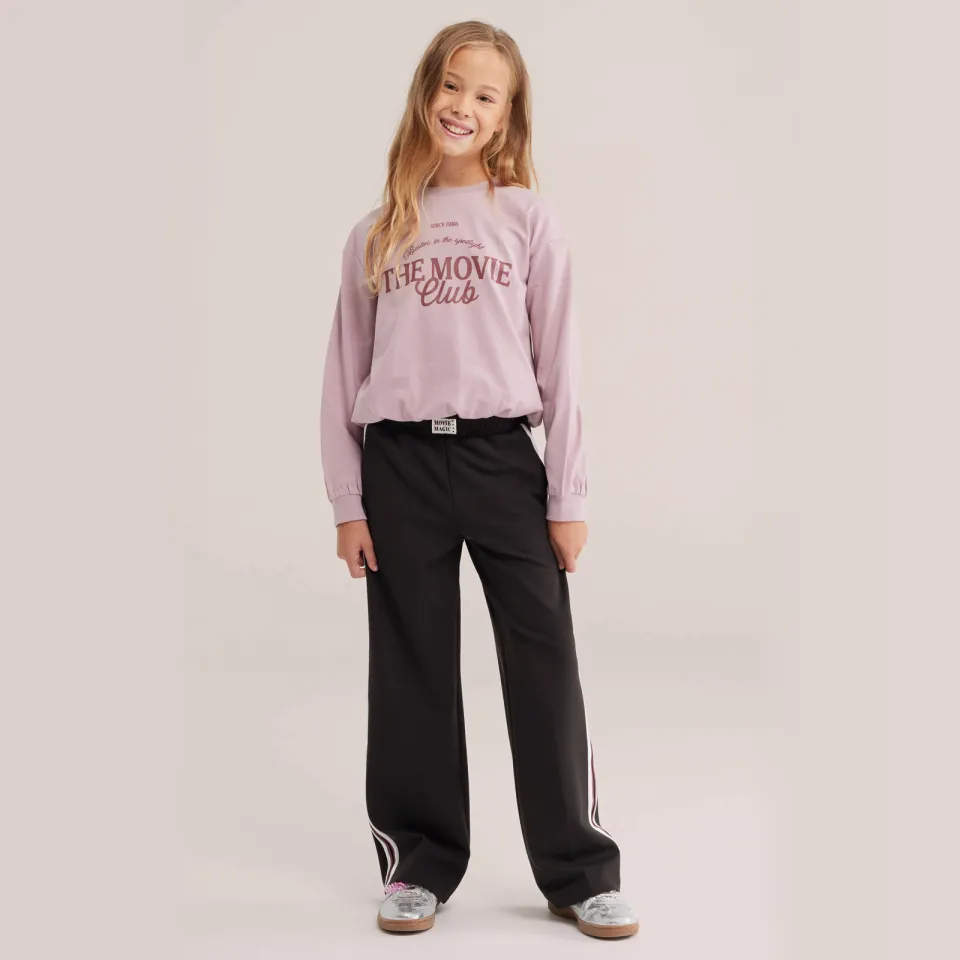 WE Fashion loose fit gestreepte joggingbroek zwart Bruin