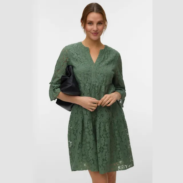 Vero Moda VMHONEY kanten jurk groen Rietgroen