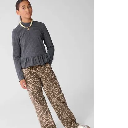 Shoeby wide leg jeans met panterprint - bruin, foto 3