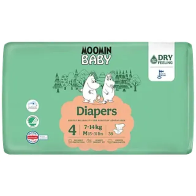 Moomin Baby Moomin Ecologische Luiers Maat 4 Maxi 38 stuks